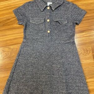 Zara Charcoal Kids Dress with Button Detail